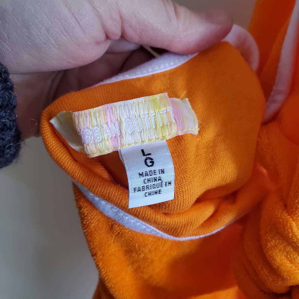 Urban Outfitters Halter Tied Mini Terry Towel Orange Retro Style Dress Size L - Picture 10 of 10